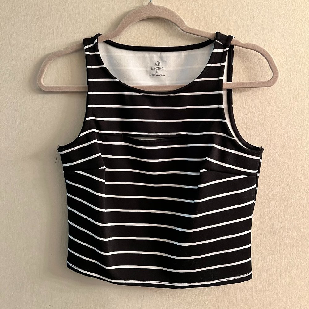 Striped Black & White Crop Top - Medium